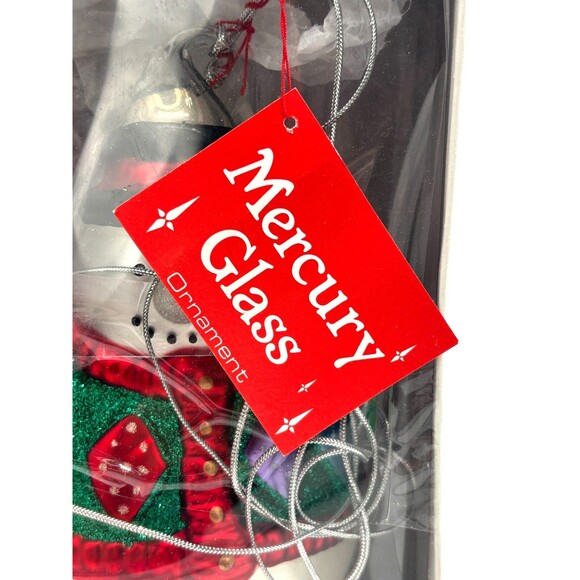 NWT Department 56‎ Mercury Glass Snowman Stocking 8" Ornament Hand Painted Large - Picture 6 of 11